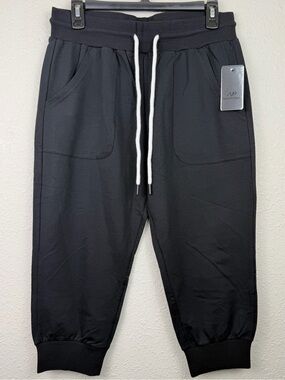 NWT MP Special Magic Black Cropped Jogger Pants Women’s L Cotton Drawstring